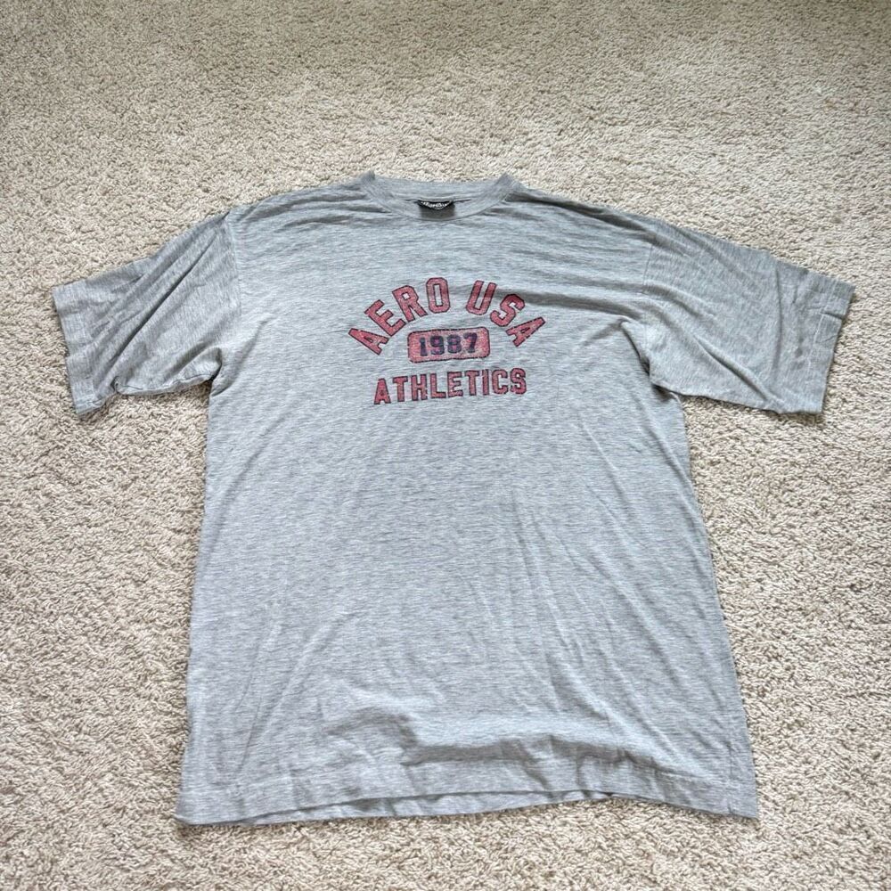 Aeropostale T-Shirt Mens Extra Large Gray Short Sleeve Crew Neck Cotton
